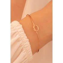 Osmanlı Gümüş Kadın Gümüş Bileklik - El Yapımı Rose Kaplama Gümüş Aşk Düğümü Model 2 Kadın Bileklik