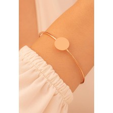 Osmanlı Gümüş Kadın Gümüş Bileklik - El Yapımı Rose Kaplama Gümüş Yuvarlak Motifli Kadın Bileklik