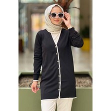 Nuss Nuss Renk Biyeli Basic Mereserize Hırka