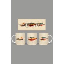 Fizello Retro Temalı Kupa Hediyelik Sunumluk Çeyizlik Kahve Fincanı