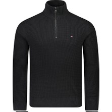 Tommy Hilfiger Erkek Mock Fermuarlı Siyah Sweatshirt