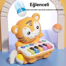 Janjonstar Çocukların Enlightenment Early Education Electronic Piano Cute Tiger Rolling Music Luminous Instrument Piano Baby Puzzle Music Game (Yurt Dışından)