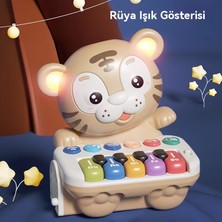 Janjonstar Çocukların Enlightenment Early Education Electronic Piano Cute Tiger Rolling Music Luminous Instrument Piano Baby Puzzle Music Game (Yurt Dışından)