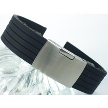 Ezgi Elektronik Siyah Klipsli Kauçuk Silikon Saat Kordonu 22MM Akıllı Pimli Spor Saat Kayışı
