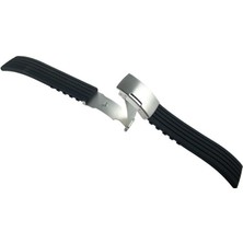 Ezgi Elektronik Siyah Klipsli Kauçuk Silikon Saat Kordonu 22MM Akıllı Pimli Spor Saat Kayışı