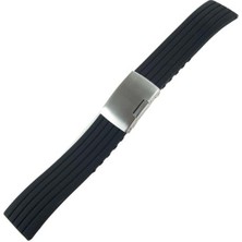 Ezgi Elektronik Siyah Klipsli Kauçuk Silikon Saat Kordonu 22MM Akıllı Pimli Spor Saat Kayışı