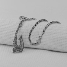 Takıhan Viking Iskandinav Savaşcı Baltası Kral Zincirli Üç Boyutlu 925 Ayar Gümüş Kolye