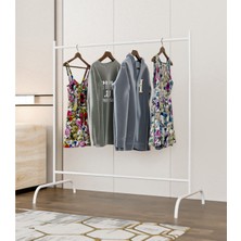 Güzelkan Madeni Eşya Konfeksiyon Askısı Ayaklı Askılık Elbise Askılığı Beyaz