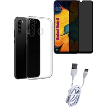 Karleader Xiaomi Redmi Note 8 Hayalet Ekran Koruyucu, Şeffaf Kılıf ve Şarj Kablosu Seti | 3'lü Koruma Paketi