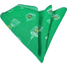 Exve Exclusive Yeşil Üzeri Kafeste Sarı Kanarya Baskılı Yaka Mendili