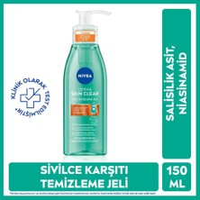 NIVEA Derma Skin Clear Niasinamid ve Salisilik Asit (BHA) İçeren Sivilce Karşıtı Yüz Temizleme Jeli 150ml, Karma ve Yağlı Ciltler