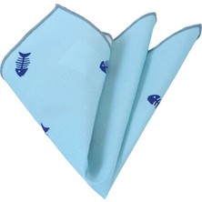 Exve Exclusive Yeşil Üzeri Lacivert Balık Kılçık Baskılı Yaka Mendili