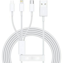 3ü1 Arada USB Kablo. Şarj Kablosu, Çoklu Sarj Kablosu 3 Uçlu Iphone, Samsung, Type-C Uyumlu