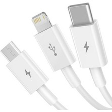 3ü1 Arada USB Kablo. Şarj Kablosu, Çoklu Sarj Kablosu 3 Uçlu Iphone, Samsung, Type-C Uyumlu