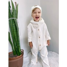 Merra Kids Unisex Bere Bunluklu Tulum Beyaz