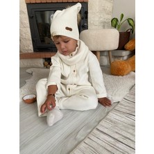 Merra Kids Unisex Bere Bunluklu Tulum Beyaz