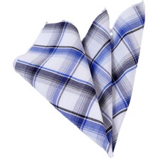 Exve Exclusive Lacivert Mavi Ekose Kareli Beyaz Klasik Yaka Mendili