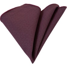 Exve Exclusive Bordo Üzerine Gri Geometrik Desenli Yaka Mendili