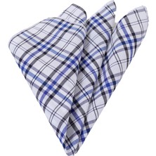 Exve Exclusive Mavi Siyah Beyaz Ekose Kareli Klasik Yaka Mendili