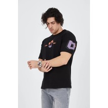 Koflandy Erkek Ön ve Arka Baskılı T-Shirt - Siyah