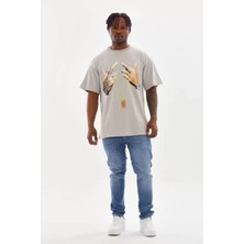 Koflandy Baskılı Oversize T-Shirt - Gri