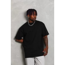 Koflandy Oversize Düz Bisiklet Yaka T-Shirt - Siyah