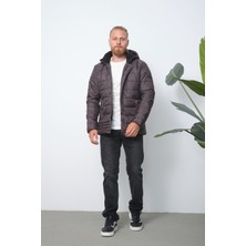Wise Erkek Kapüşonlu Içi Polarlı %100 Polyester Şişme Mont