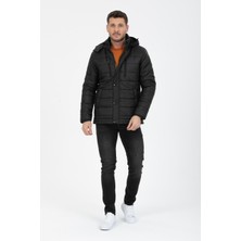 Wise Erkek Kapüşonlu Içi Polarlı %100 Polyester Şişme Mont
