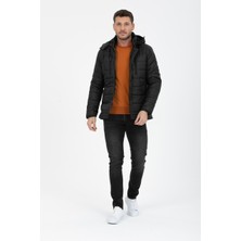 Wise Erkek Kapüşonlu Içi Polarlı %100 Polyester Şişme Mont