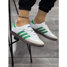 Bağcıklı Unisex Spor Sneaker Ayakkabı-Beyaz-Yeşil