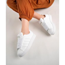 Homiro Beyaz Unisex Klasik Bağcıklı Ortopedik Spor Sneaker Ayakkabı Düz Tabanlı Kadınlar İçin Rahat