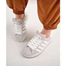 Homiro Unisex Klasik Bağcıklı Ortopedik Spor Sneaker Ayakkabı-Füme-Beyaz