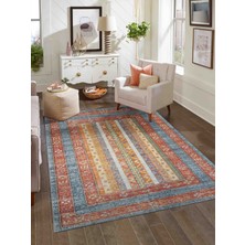 Konfor Halı Antik 1111 Klasik Vintage Eskitme Salon Halısı Renkli Retro Mutfak Halısı Tozumaz İnce Makine Halısı