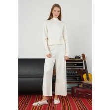 Fitilli Triko Pantolon Ekru