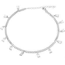 Damla Zirkon Taşlı Gurmet Zincir Gümüş Kadın Ayak Halhal