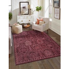 Konfor Halı Antik 1116 Klasik Vintage Eskitme Salon Halısı Bordo Retro Mutfak Halısı Tozumaz İnce Makine Halısı