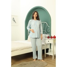 Lady Time Saray Incisi Göğüs Dantel Detaylı Kadın Hamile Pijama Takımı 1032