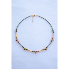 Lila Rosa  Cam Boncuklu Etnik Otantik Kolye