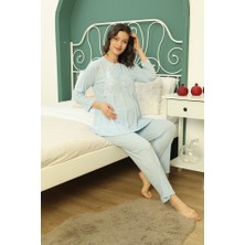 Lady Time Saray Incisi Göğüs Dantel Detaylı Kadın Hamile Pijama Takımı 1032