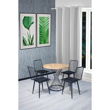 Nur Metal Alvin 80x80 Yıldız Sandalye Takımı 4 Kişilik Mutfak Masası - Yemek Masası - Cafe Masası - Çam