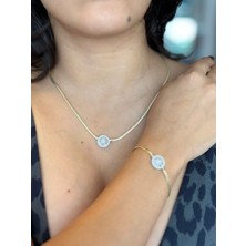 Reyhan Uçar Kuyumculuk 14 Ayar Çağla Bileklik Kolye Takım 13.74 GRAM