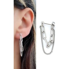 Ose Shop  Italyan 925AYAR Gümüş  Trend Tek Zincir Küpe