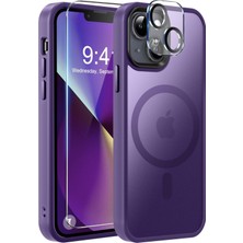 Teleplus iPhone 14 Kılıf Manyetik Şarj Tpu Mat Exl Kapak + Ekran Koruyucu ve Kamera Koruyucu