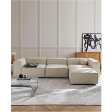 Edsy Home Mira Relax 4 Modül Köşe Koltuk ( Krem ) Keten Kumaş