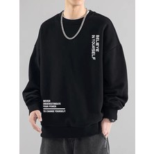 Altamira Erkek Believe Baskılı Oversize Bisiklet Yaka Sweatshirt