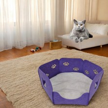 Next Craft Kedi Yatağı Yuvası Evi Minderli Taşınabilir 3 mm Keçe Altıgen Tasarım (Yuva+Minder)