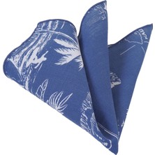 Exve Exclusive Mavi Üzeri Beyaz Hawaii Desenli Flamlı Yaka Mendili