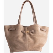 SÇ254 Vizon Süet  Hakiki Deri Omuz Askılı Kadın Çanta