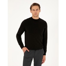 Pierre Cardin Erkek Siyah Slim Fit Çeyrek Yaka Basic Triko Kazak 50296564-VR046
