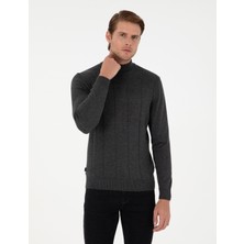 Pierre Cardin Erkek Antrasit Melanj Slim Fit Yarım Balıkçı Yaka Triko Kazak 50300460-VR081